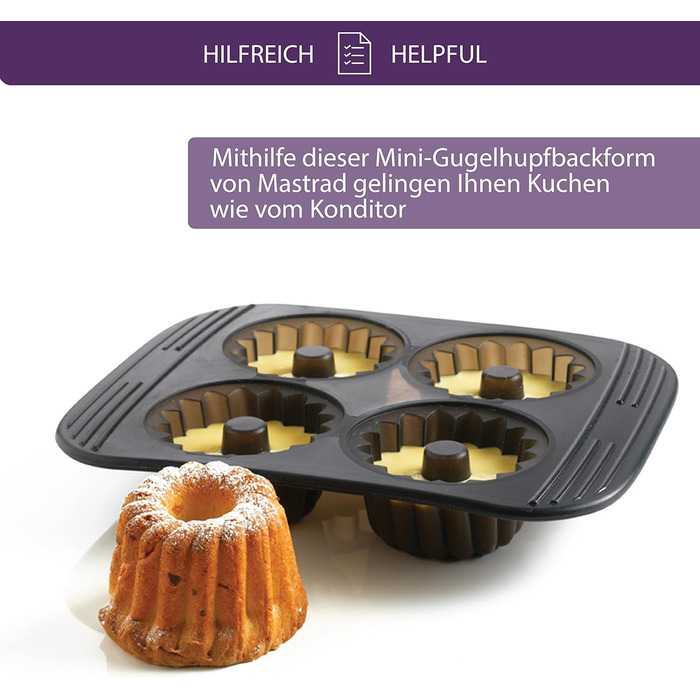 Mastrad F41474 Gugelhupf Baking Molds, Silicone, Grey, 6 x 27 x 21 cm