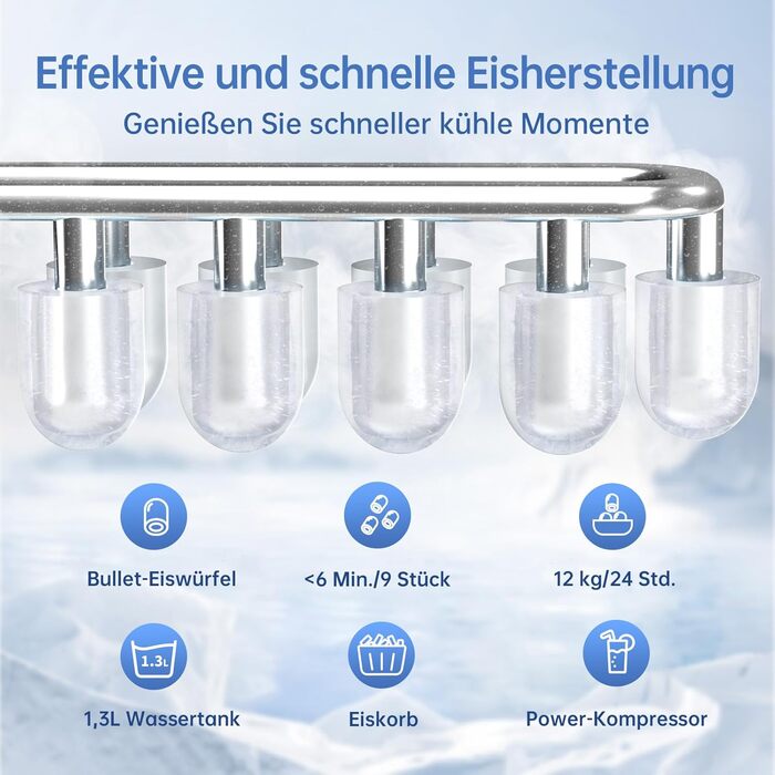 Машина для приготування льоду Ice Maker 1.3л, 9 кубиків за 6 хвилин, самоочищення, тиха, для кухні, офісу, бару, вечірки