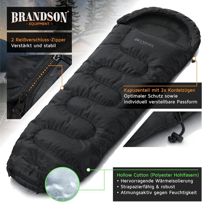 Сплячий мішок Brandson Outdoor Extreme -18°C для дорослих та дітей. Водонепроникний, дихаючий, для кемпінгу та подорожей