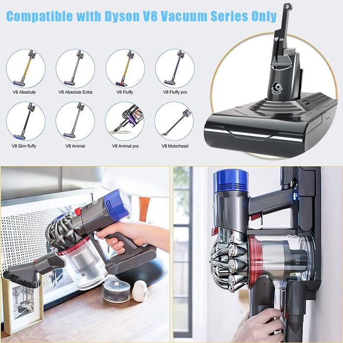 Замінний акумулятор Stanew 21.6V 4500mAh Li-ion для пилососів Dyson V8 (SV10), з фільтрами