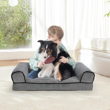 Ортопедичне ліжко для собак Growaystory - зручне собаче ліжко-софа з ефектом яєчної форми, з м'яким наповнювачем, що не ковзає, 76x51x18 см