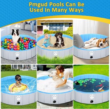 Dog Pool Swimming Pool Ø 140cm for Dogs, Children's Wading Pool or Other Animals, Reinforced Strength 5mm, Portable and Foldable - grey