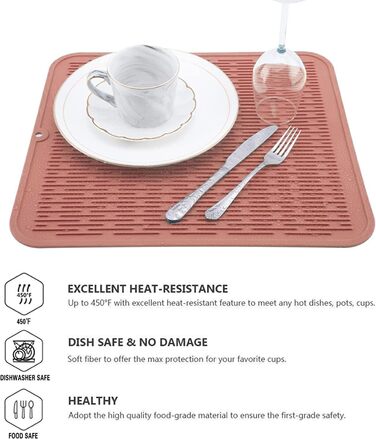 Килимок для посуду WXFLGH 40x30 см, силіконовий, термостійкий, неслизький, рожевий