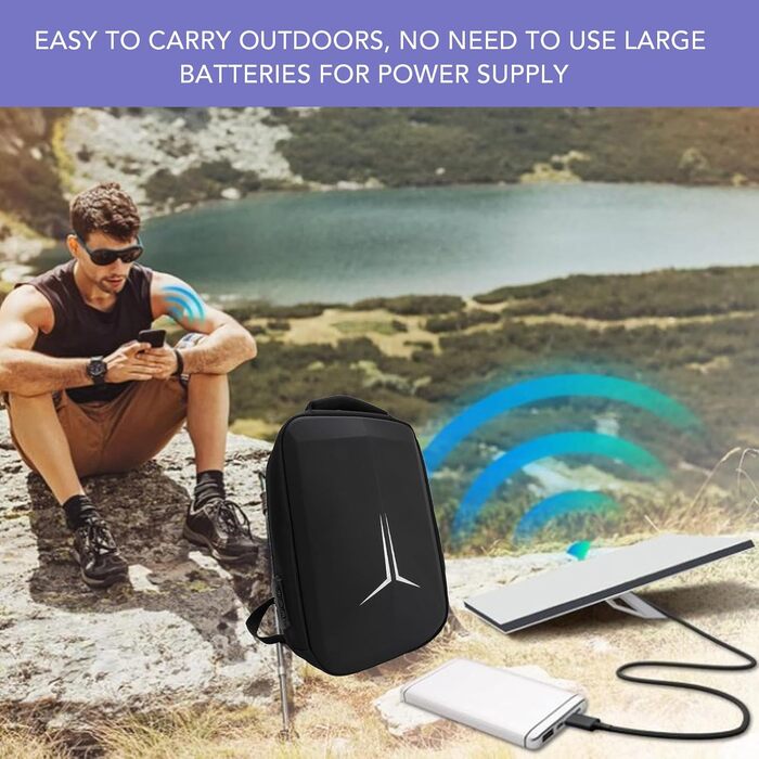 Dpofirs Mini Travel Bag, Starlink Travel Backpack, Waterproof Storage Case, with USB Charging Port, Satellite Dish Backpack, for Starlink Adapter Cable Mounting Kit