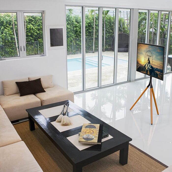 Підставка для телевізора на штативі, 114.3–165.1 см (45–65 дюймів), LED/LCD/OLED, поворотна, чорна