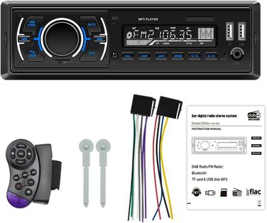 Автомагнітола M.I.C.D3307 з DAB+, Bluetooth, FM-радіо, USB, microSD, AUX, мікрофоном, керуванням з керма, 1 DIN, підтримка MP3/WAV, зарядка смартфона