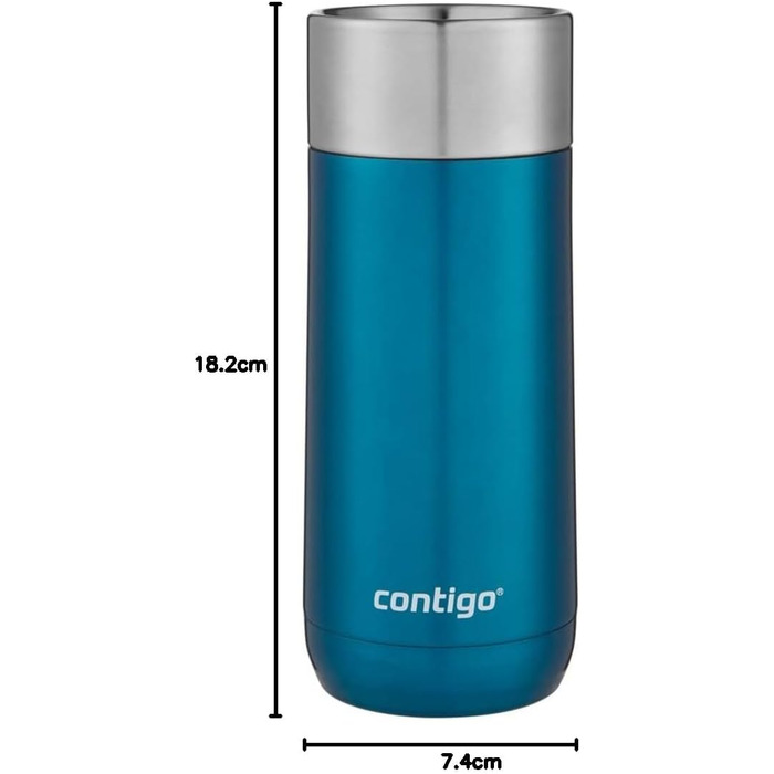 Термокружка Contigo Luxe Autoseal з нержавіючої сталі, 360 мл, Biscay Bay. Зручна, витривала, з легкою очисткою, без BPA. Ідеальна для кави на винос.