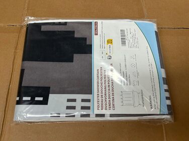 Шторка для душу DUFU, водонепроникна та пральна, 180x200 см, темно-сіра | Поліестер, 12 гачків, швидковисихаюча, напівпрозора