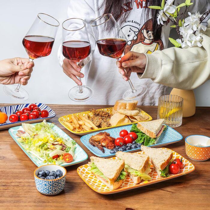 Керамічні сервіровочні тарілки Selamica, набір 6 шт, 24 x 14 x 2.5 см (різні кольори)