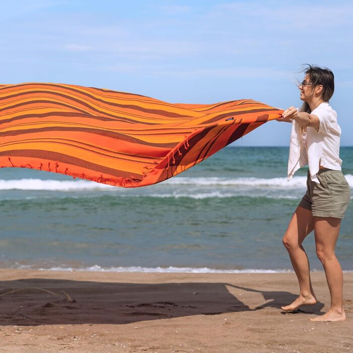 Плед для пікніка MOMOMUS XXL для пляжу та кемпінгу 210x240 см, помаранчевий - складаний, великий, без піску