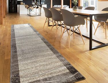 Теппик oKu-Tex для вітальні [80x150 см] - м'який короткий ворс, кольоровий килим для вітальні, сучасний геометричний дизайн хвилястим візерунком, німецька якість (Світло-сірий, 80 x 250 см)