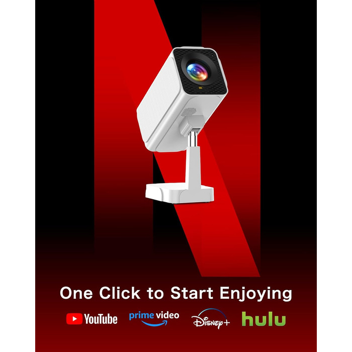 Smart Beamer Puxinat з Android TV, WiFi 6, Bluetooth 5.2: Міні проектор 1080P з авто-корекцією трапецеїдальних спотворень, регульованою підставкою та підтримкою YouTube, Netflix, Hulu