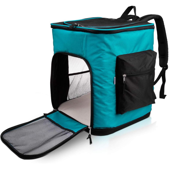 Рюкзак для собак та котів Navaris - м'який, з бавовняним бавовняним ременем, 41x34,5x43 см, складний, до 12 кг, блакитний