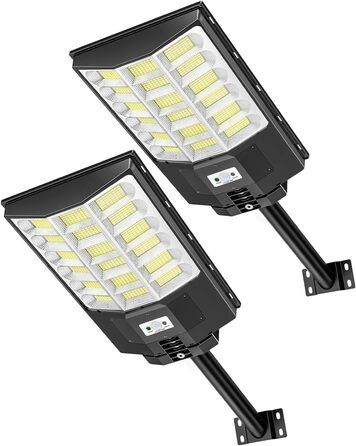 Вуличний сонячний LED світильник Sararoom з датчиком руху, 864 LED, 6500K, IP65, з пультом, для саду, тераси, гаража, двору (2 шт., 1000Вт)