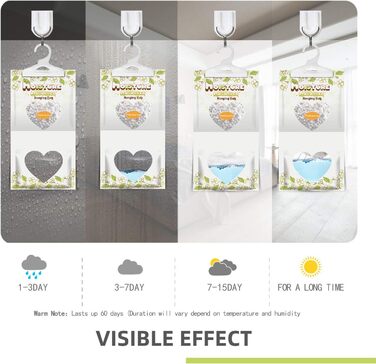 ZSPENG 14-Piece Moisture Absorber & Max Odor Eliminator Hanging Bags, 220g Fragrance Free Dehumidifying Bags for Closets, Basements, Laundry Rooms, Storage Rooms