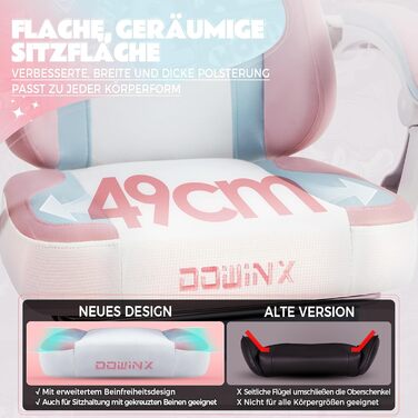 Ігровий крісло Dowinx Ergonomiczne з підніжкою, рожевий котячий дизайн, для дорослих, білий колір
