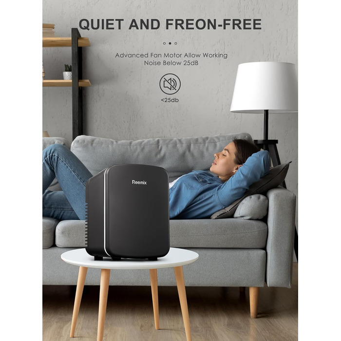 Міні-холодильник 6L, портативний, чорний: для косметики, напоїв, їжі. Ідеально для дому, офісу, авто