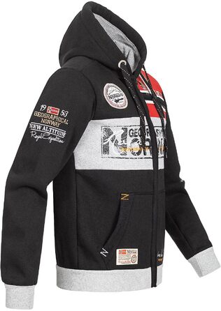 Чоловіча толстовка-худі Geographical Norway Flyer з капюроном та кишенєю-кенгуру, теплий світшот на блискавці, чорний, розмір S