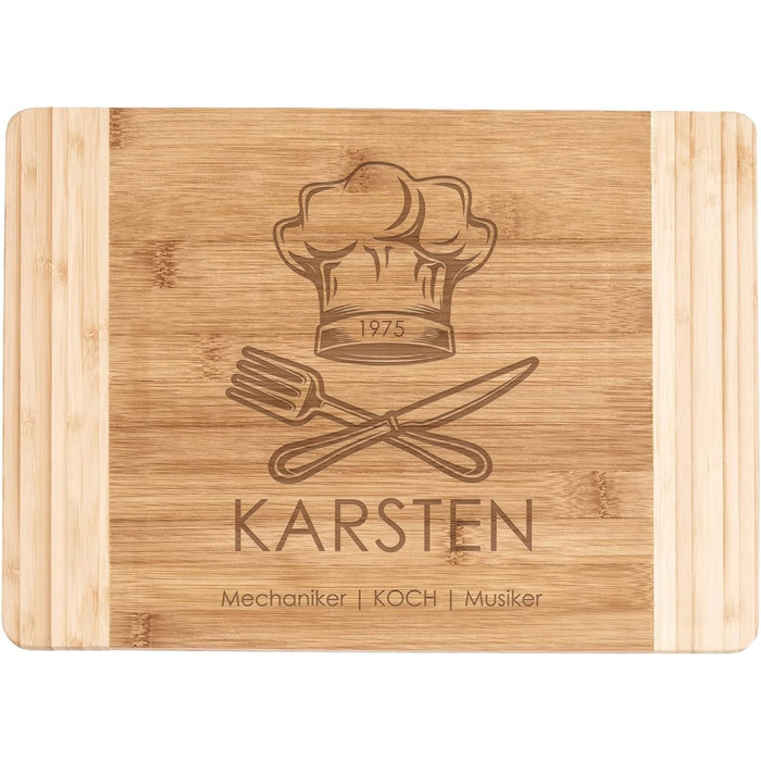 Maverton Bamboo Cutting Board with Engraving - Serving Board - Bread and Cheese Board, Solid Wood - Christmas Gifts - Size: 35x25 cm - Cutting Board for Men - for Birthdays - for Christmas - Chef