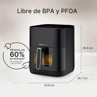 Фритюрниця Ufesa AF5000 Phantom з гарячим повітрям, 5л, Wi-Fi, App, LED-дисплей, 1500W, Amazon Exclusive