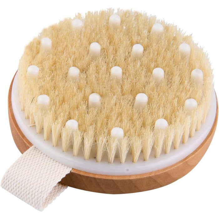 Щітка для пілінгу Uervoton, суха щітка з натуральною щетиною Tampico, для проблемної шкіри, целюліту та набряків, покращує кровообіг (з сумкою для зберігання)