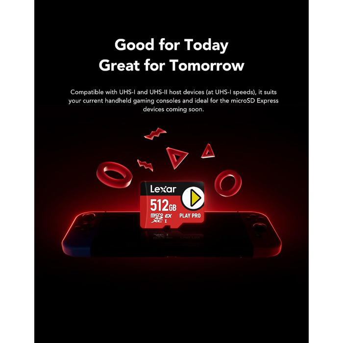 Карта пам'яті MicroSD Express Lexar PLAY PRO 512GB, швидкість читання до 900МБ/с, запис до 600МБ/с