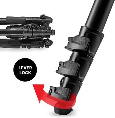 Штатив Manfrotto Befree Advanced 3-Way з тріножкою та fluid head з алюмінію для камер та відеокамер до 6 кг, ультракомпактний, аксесуари для фото та відео
