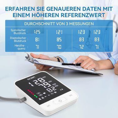 Тонометр на плече Scian для дому, автоматичний, LED-дисплей, 2 користувачі, 200 пам'ять, USB-C, DE-587-I5S