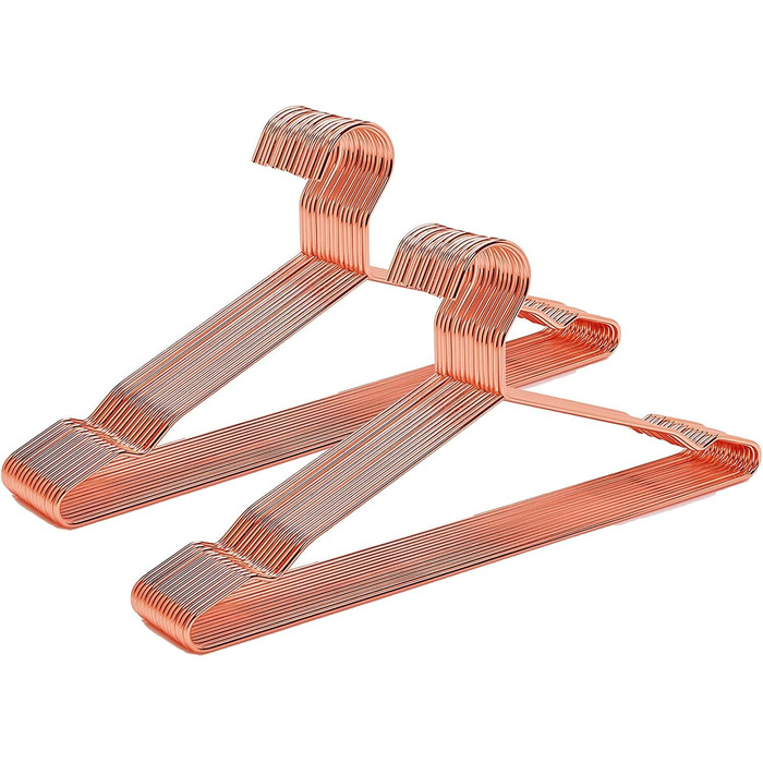 Amber Home 20-Piece 43cm Rose Gold Iron Clothes Hangers, Metal Rotguss (Red Cast Iron) Copper Clothes Hangers with Non-Slip Groove for Suit, T-Shirt, Shirt, Jacket, Dress, Pants, Robust and Durable