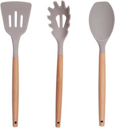 Набір кухонних аксесуарів Alpina Küchenhelfer 7 шт. з обертовим підставкою - кухонні інструменти, силікон, бежевий