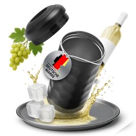Охолоджувач вина Arktis – стильне наливання безпосередньо з охолоджувача | Вакуумний ізольований охолоджувач напоїв та охолоджувач пляшок для вина, шампанського, ігристого вина | Охолоджувач шампанського з подвійними стінками (Чорний)
