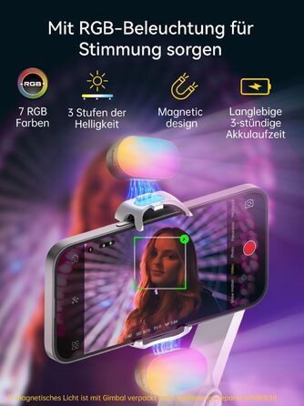 Стабілізатор для iPhone та Android від AOCHUAN: 3-осьовий гімбал з OLED-дисплеєм та подовжувачем 7,8 дюймів (Smart X2 Kit)