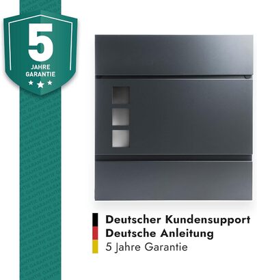 Поштова скринька Forgard Helsingborg антрацит з газетницею (RAL 7016), персоналізована, з монтажним комплектом, з цинкової сталі