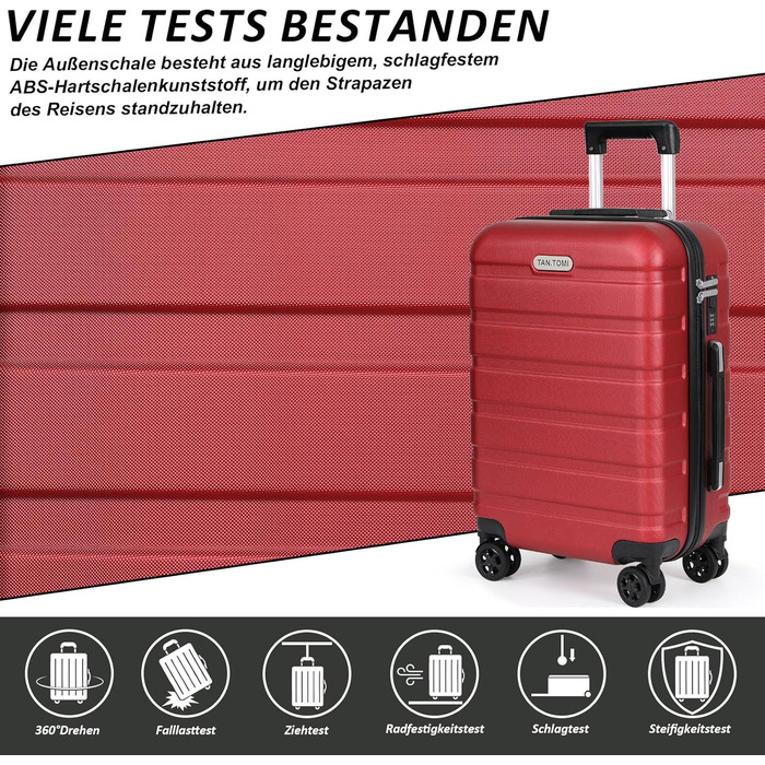 Набір валіз TANTOMI 3 шт., ABS, з колесами, 20/24/28 дюймів, червоний колір