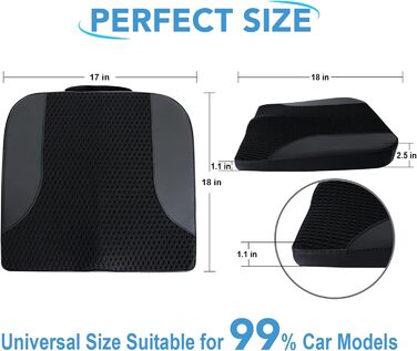 Автомобільне сидіння з Memory Foam для полегшення болю в куприку та попереку. Підходить для авто, вантажівки, офісу, інвалідного візка. Чорний колір.