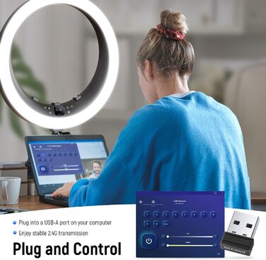NEEWER Ringlicht RP19H 19 дюймів з підставкою та 3 тримачами для телефону, 2.4G керування, плавне регулювання яскравості, LCD та сенсорне керування, 42W CRI 97+ 2540 Lux, для стрімінгу, домашнього офісу, Zoom, освітлення, з пульт дистанційного керування