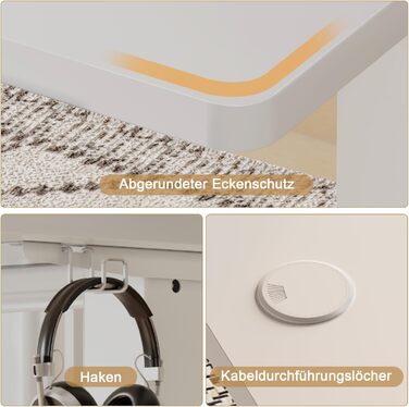 Регульований стіл Homall 140x60 см з USB-портом, комп'ютерний стіл для дому та офісу, ергономічний, білий