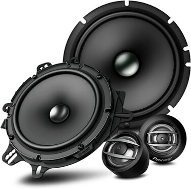 Автомобільна акустика Pioneer TS-A1600C 16,5 см, 2-смугові компонентні динаміки, 350 Вт, потужний звук, високий ККД, монтаж 59 мм, з решіткою