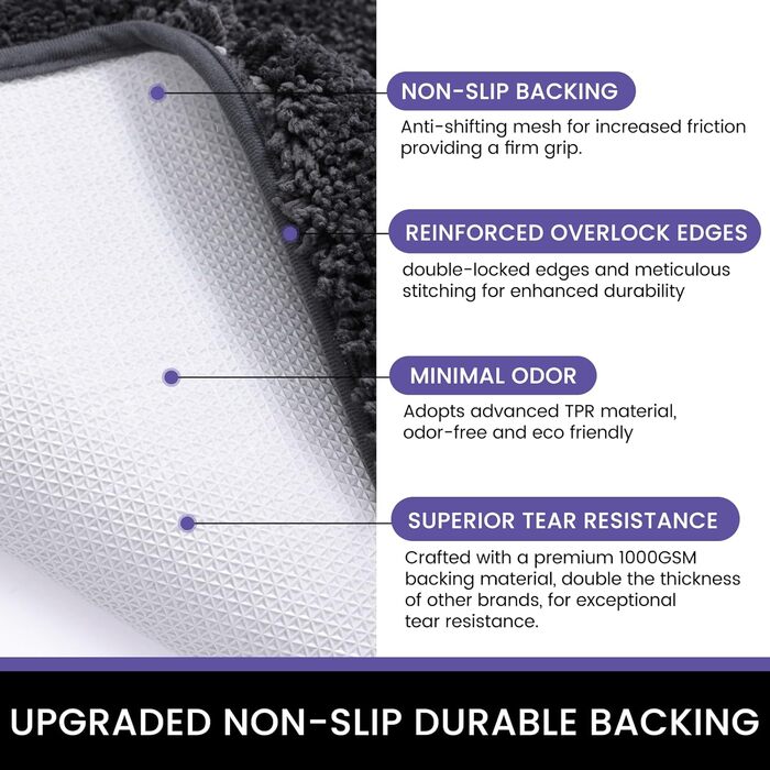 Килимок для дому 50x80 см, антиковзаючий, миючий, низький профіль, супер вбираючий, для собак, сірий (Runner 80x178 см)