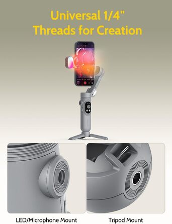 Стабілізатор для смартфона AOCHUAN з 3 осями, для iPhone 16/15 Pro та Android, з розпізнаванням обличчя, 1/4