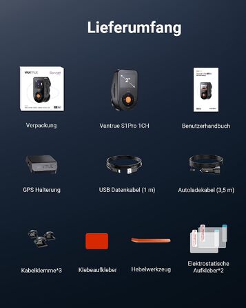 Автомобільний відеореєстратор VANTRUE S1 Pro 2.7K 60FPS з нічним баченням STARVIS 2, прихований монтаж