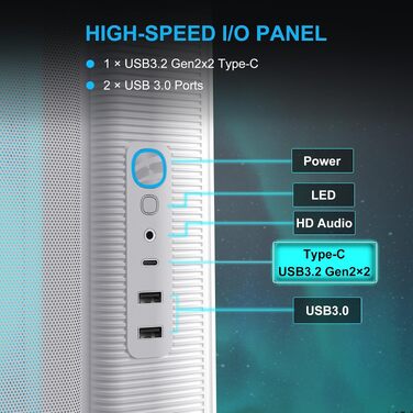 Корпус для ПК SAMA S50 Airflow, 4 ARGB PWM вентилятори, USB Type-C, Mesh панель, Білий