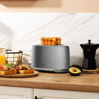Тостер Cecotec Toaster 2 Scheiben Retro з нержавіючої сталі, 980 Вт, 2 слоти, регулювання потужності, піддон для крихт