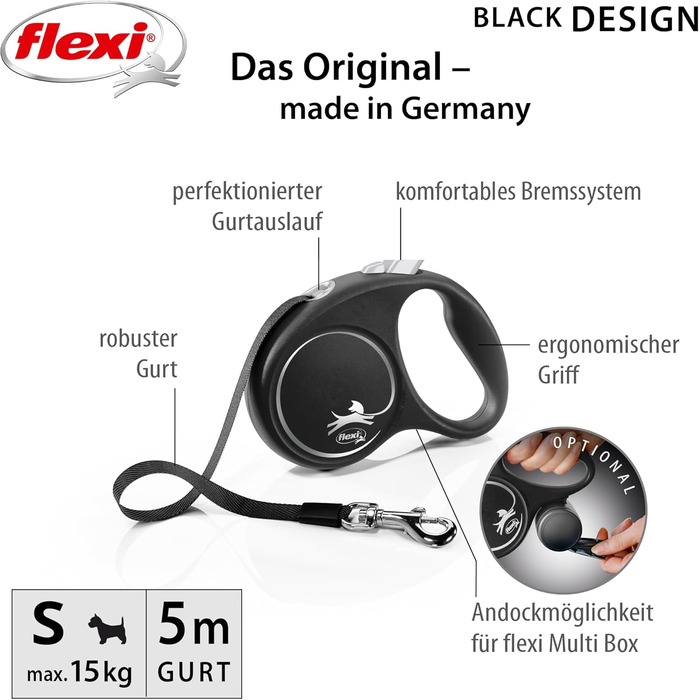 Flexi Roll-Leine для собак до 25 кг (S, чорний/сріблястий)