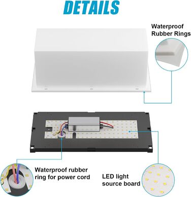 Klighten LED Outdoor Wall Light, IP65 Waterproof Outdoor Wall Light, 3000K, Rectangular Wall Light for Indoor and Outdoor, Terrace, Garden and More. (Black-high, 2 Pack)