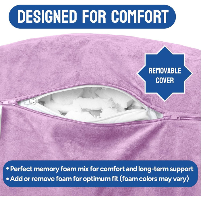 Комфортний спинний подушковий крісло-мішок ComfortSpa для дорослих, з підлокітниками, кишенями та знімним чохлом; ідеально для відпочинку в ліжку та полегшення болю в спині