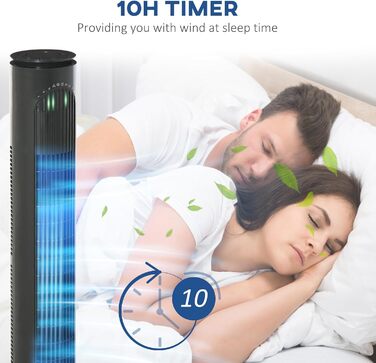 Вентилятор колонний HOMCOM 45 Вт з пультом, таймером, 3 режимами, 3 швидкостями, поворотний, тихий, темно-сірий
