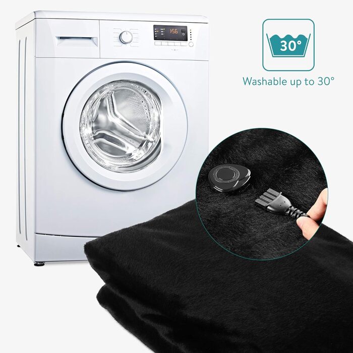 Електрична ковдра Navaris XXL з автовимкненням - тепла ковдра 180x130 см, чорно-сіра, пральна, 180х130 см