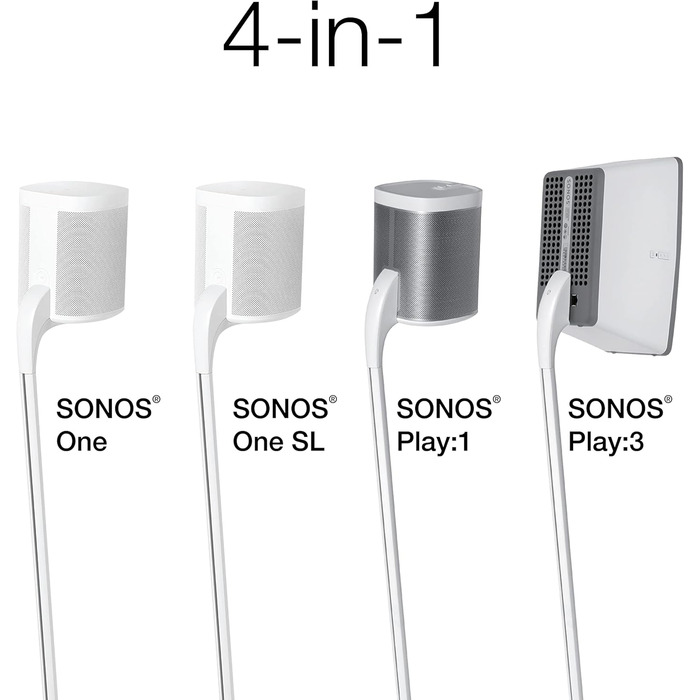 Стійка GT STUDIO для SONOS One, One SL, Play:1, Play:3. Преміум дизайн, приховане кабельне підключення, важка основа (пара, білий)