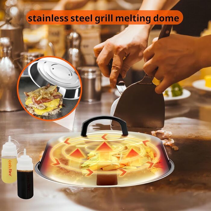 Набір лопаток для гриля Onlyfire FPA-5117: 9 шт. з нержавіючої сталі, для плоских грилів та сковорідок-грилів